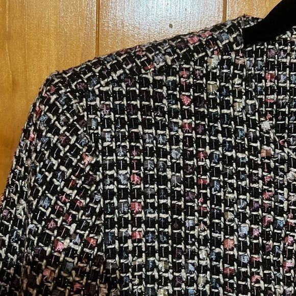 Koret Women's Multicolor Button Front Shimmer Tweed Blazer Jacket Size 8P - Picture 5 of 8